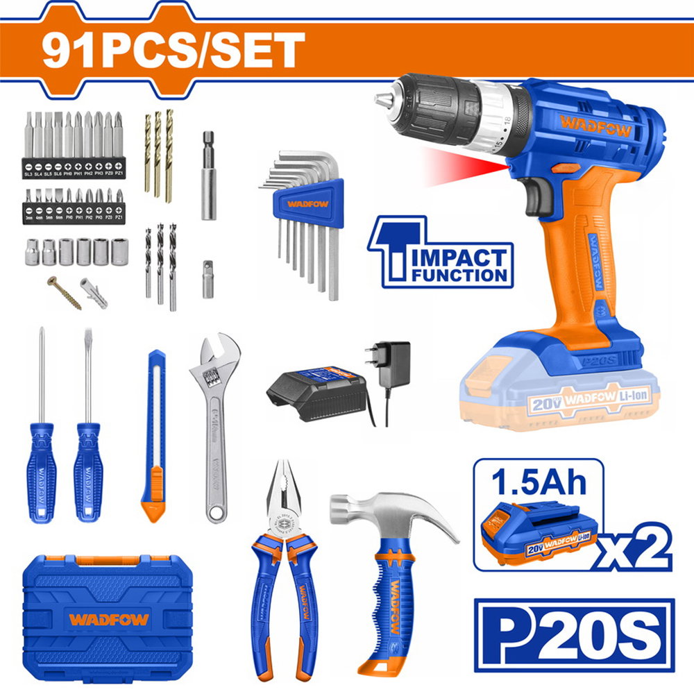Set de scule si unelte manuale 91buc. Wadfow WDT1B90