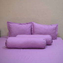 Sleep Buddy Set Sprei Plain Pink Lavender Cream Cotton Sateen