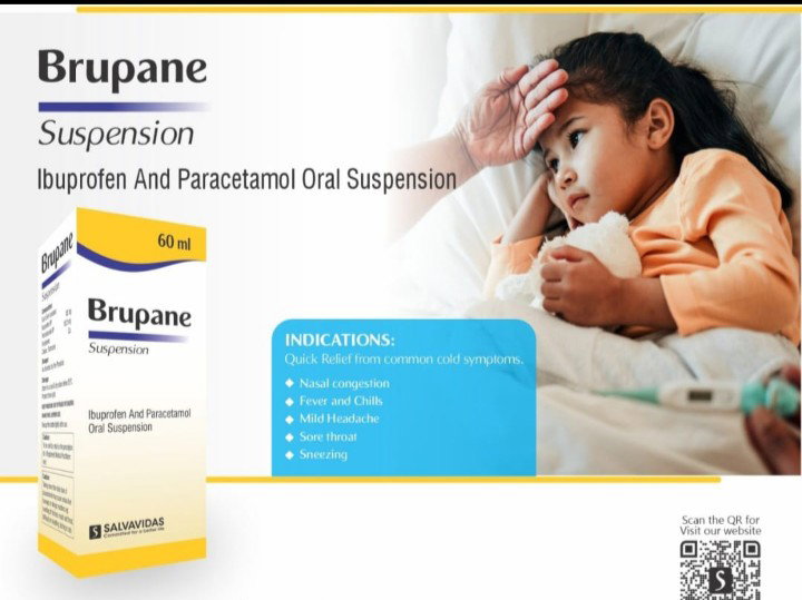 Paracetamol and ibuprofen suspension for kids