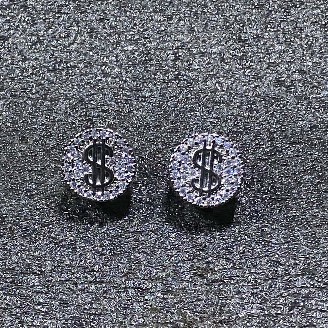 Diamond-Studded Dollar Sign Earrings {NON PIERCING}