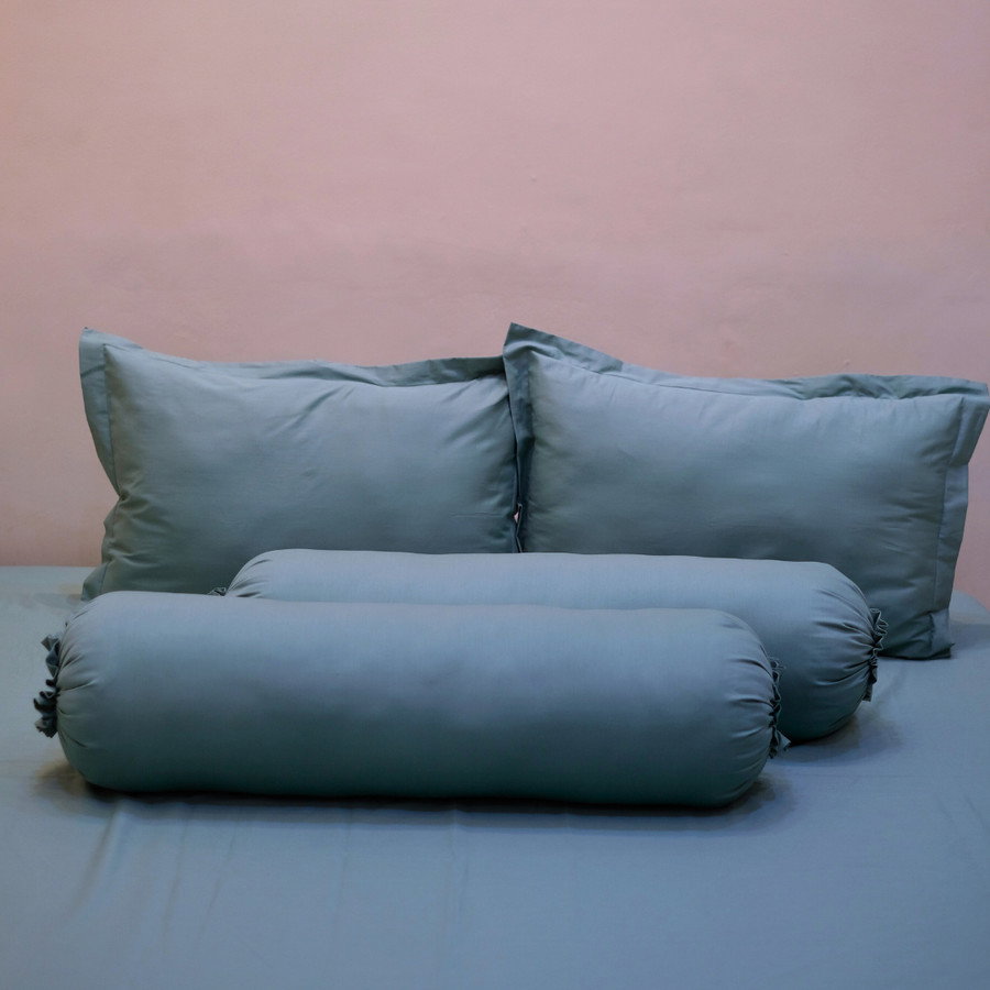 Sleep Buddy Set Sprei Plain Series Turquoise Green Cotton Sateen_1