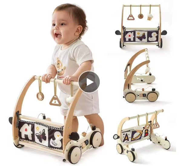 Wooden baby rattle set