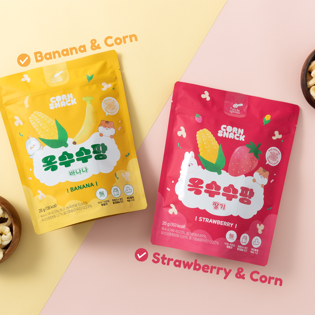 LITTLE SPOON Banana & Strawberry Corn Snacks [Expiry 2027 April ] Any 2 packs_1