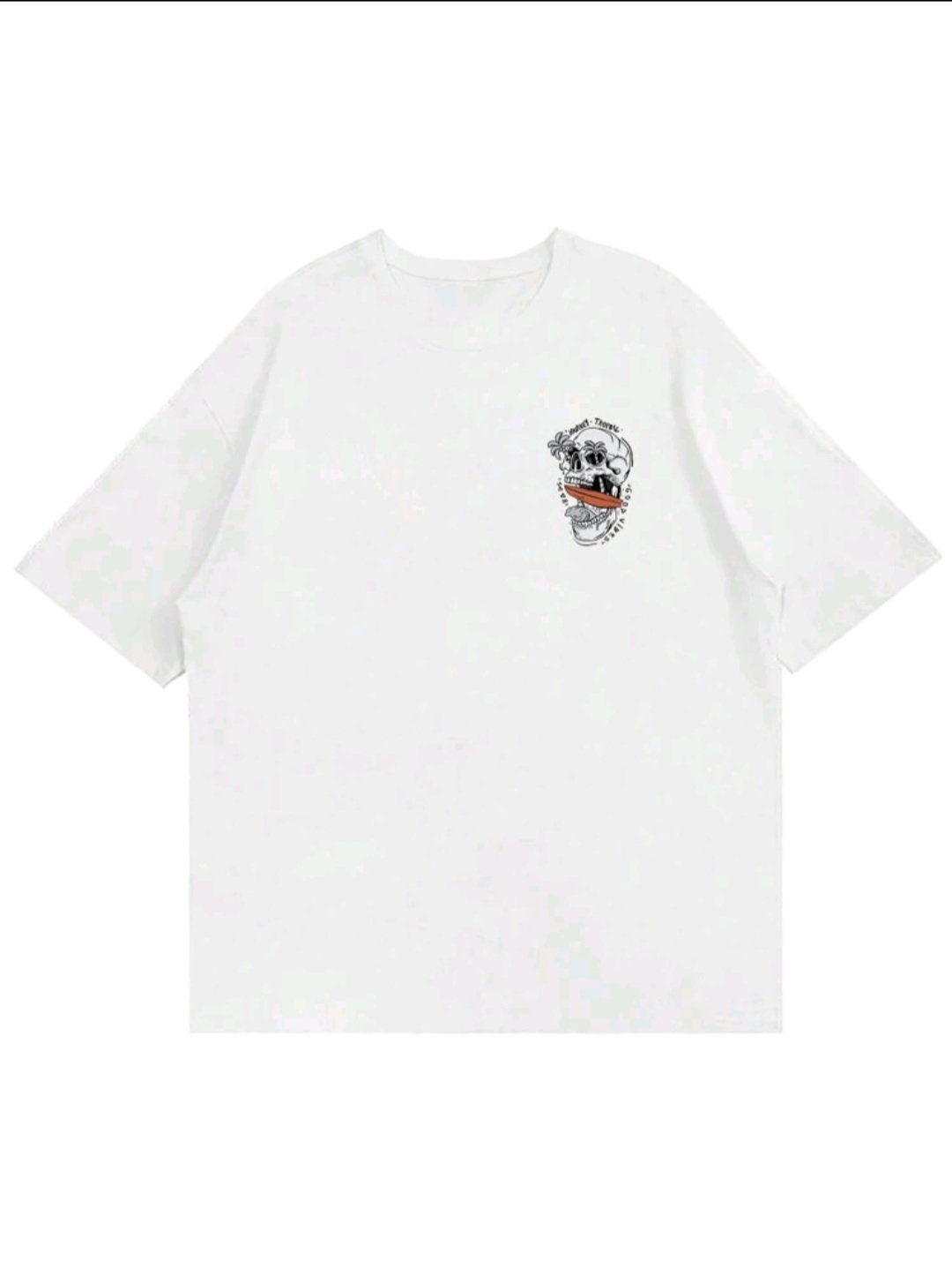 The Men's Letter Skull Printed T-shirt _1