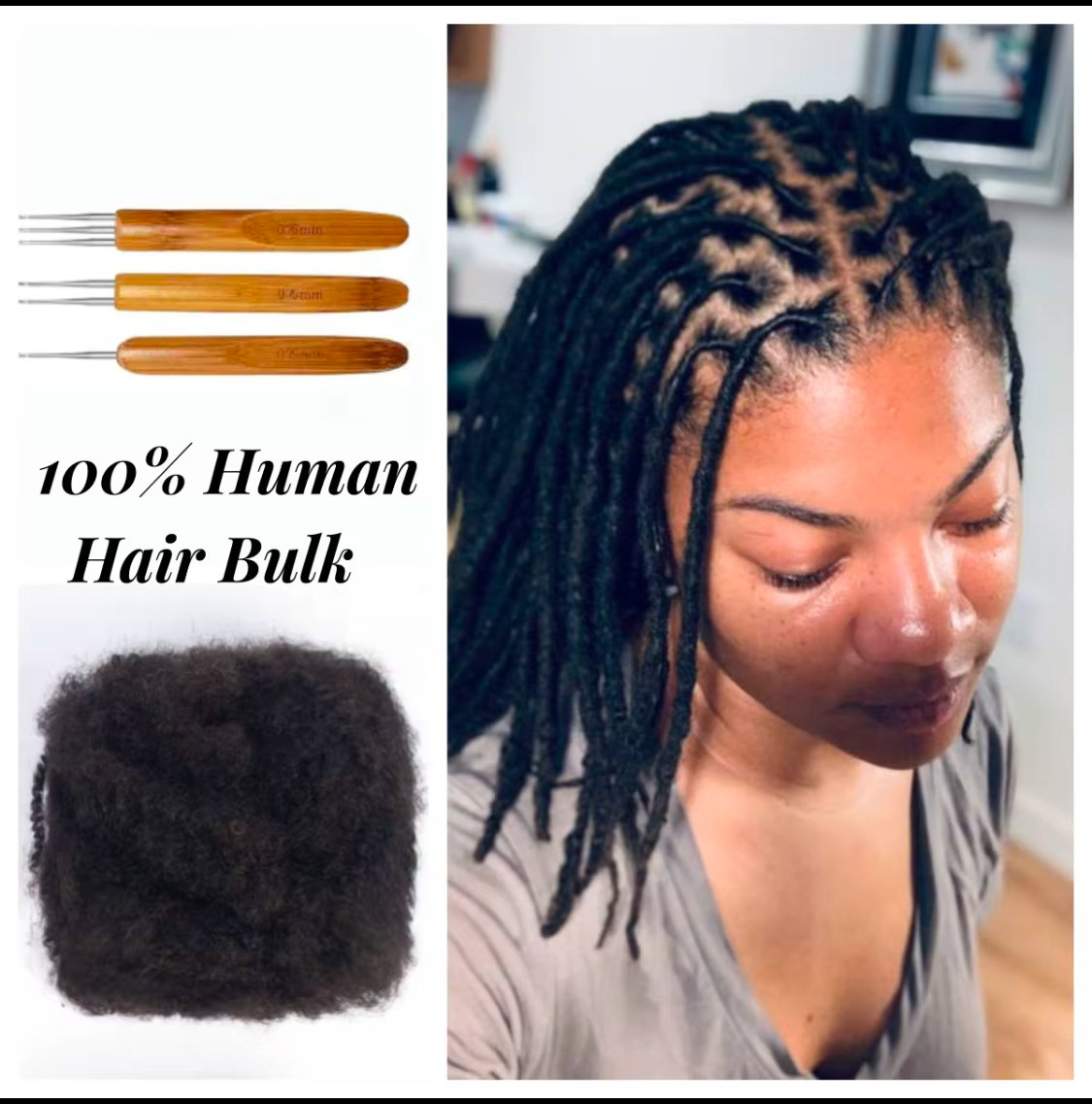 DREADLOCK HUMAN HAIR - soft kinky - 100 gm_0