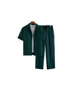 Men's Loose Button-Down Short-Sleeved Shirt And Pants
