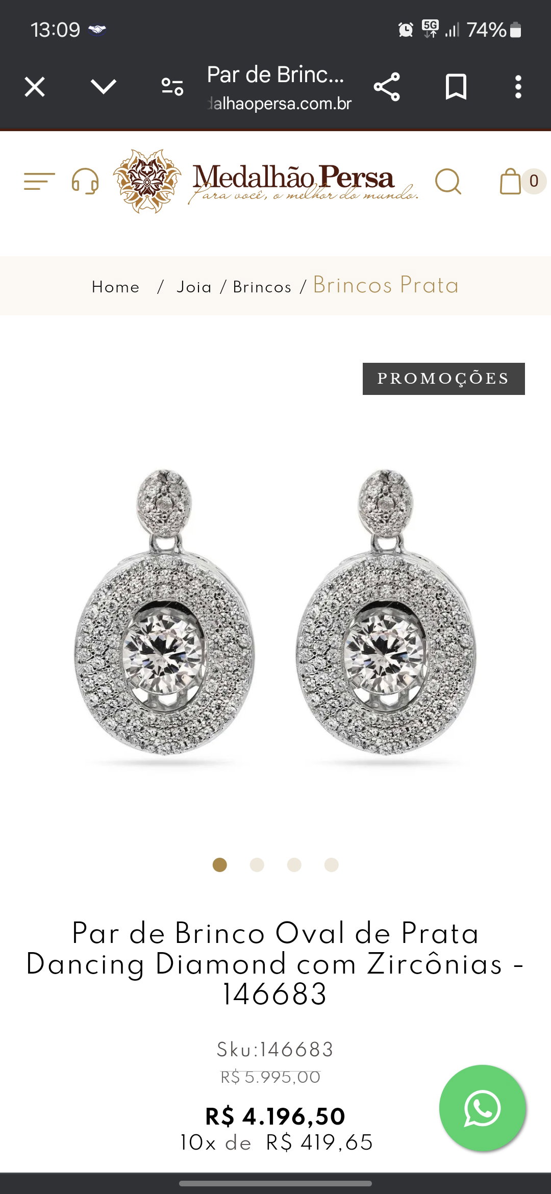 Brinco Prata Oval Dancing Diamonds com Zirconia_2