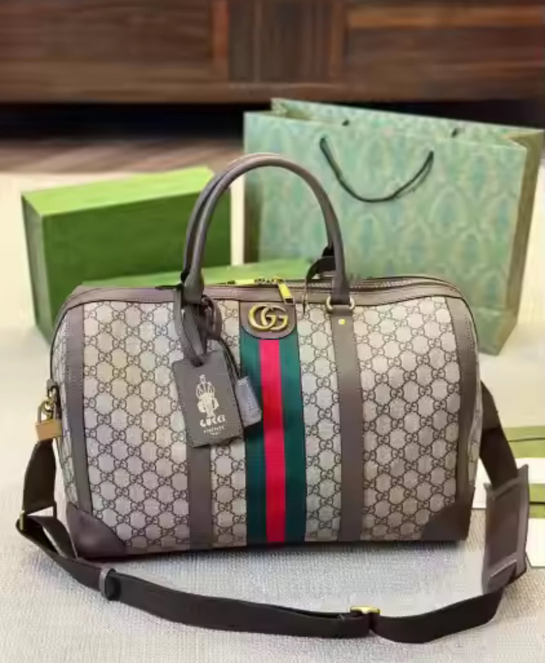 GUCCI GENUINE LEATHER TRAVEL BAG