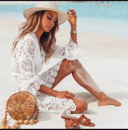 BEACH COVER UP DRESS LONG SLEEVES