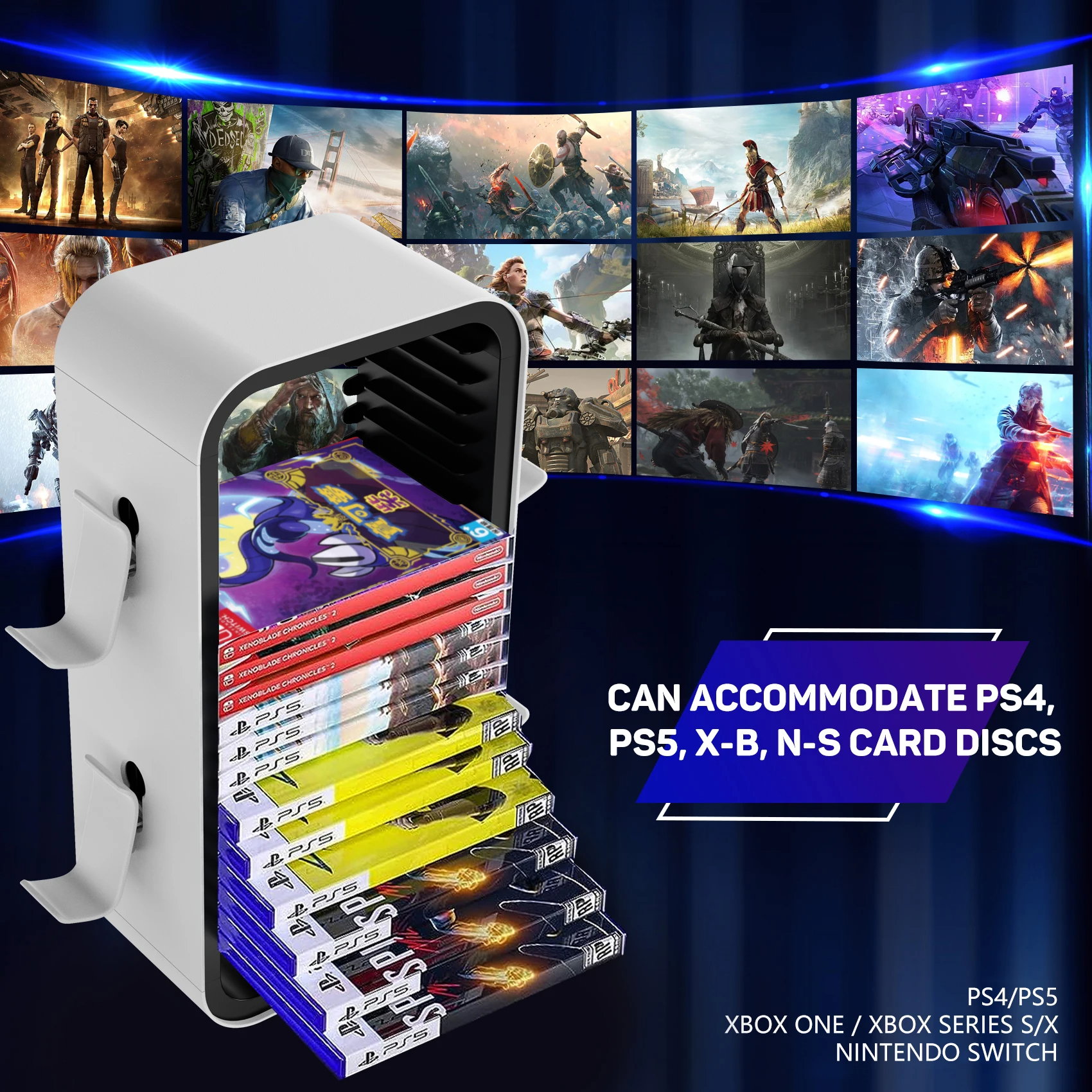 Suporte de armazenamento de videogame Universal PS5/PS4/Xbox One/Xbox 360/Xbox Series X/S/Switch_2