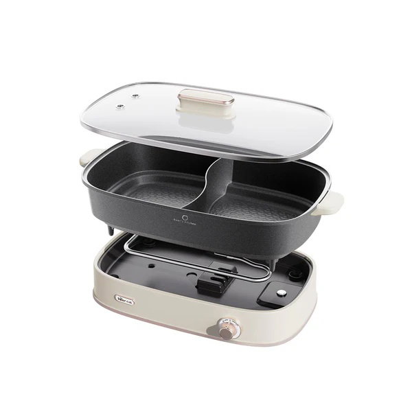 Bear Steamboat & BBQ Grill, Multi Cooker with 6L YuanYang Non-stick Pot