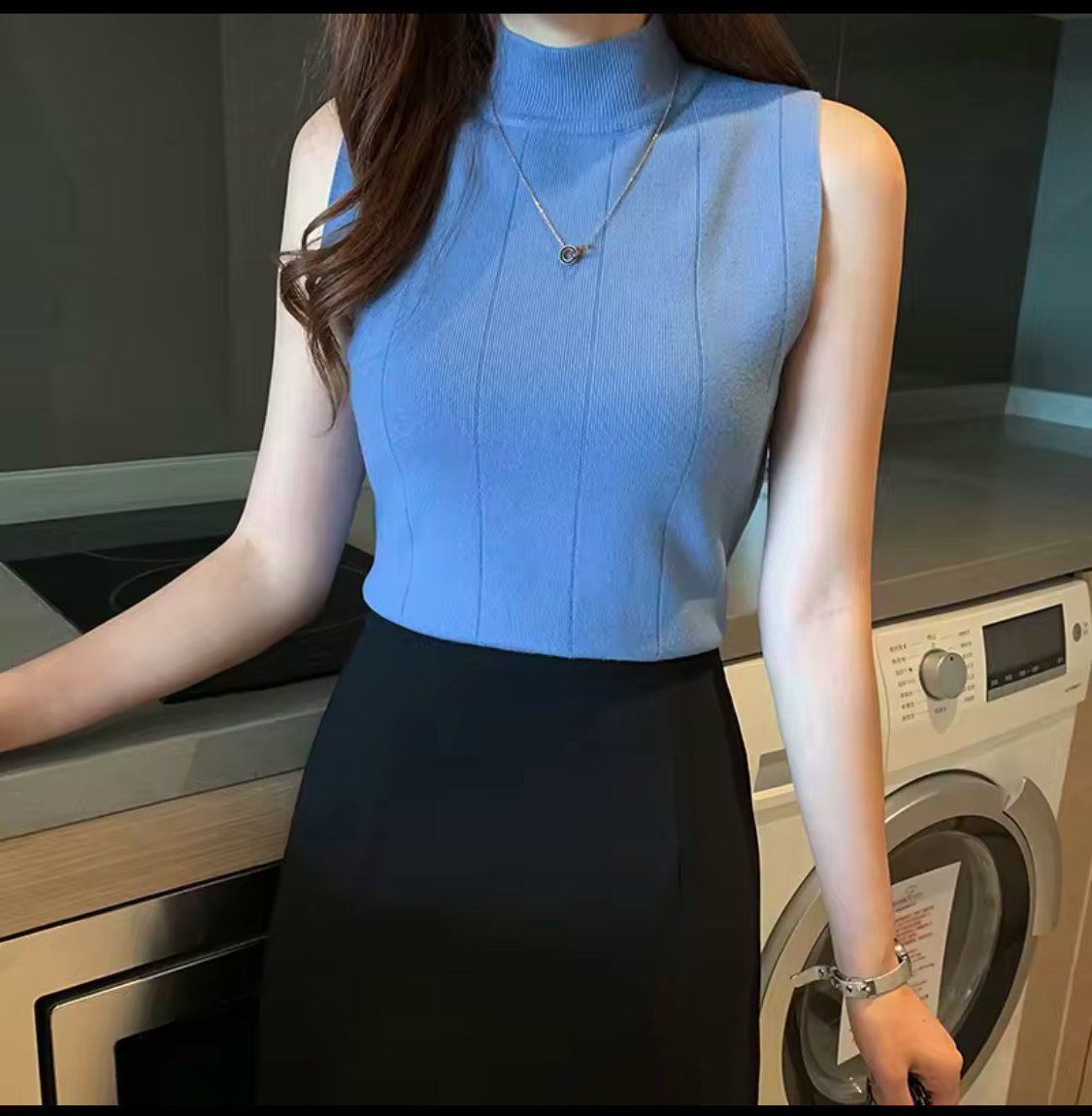 SLEEVELESS KNITTED TOP _4