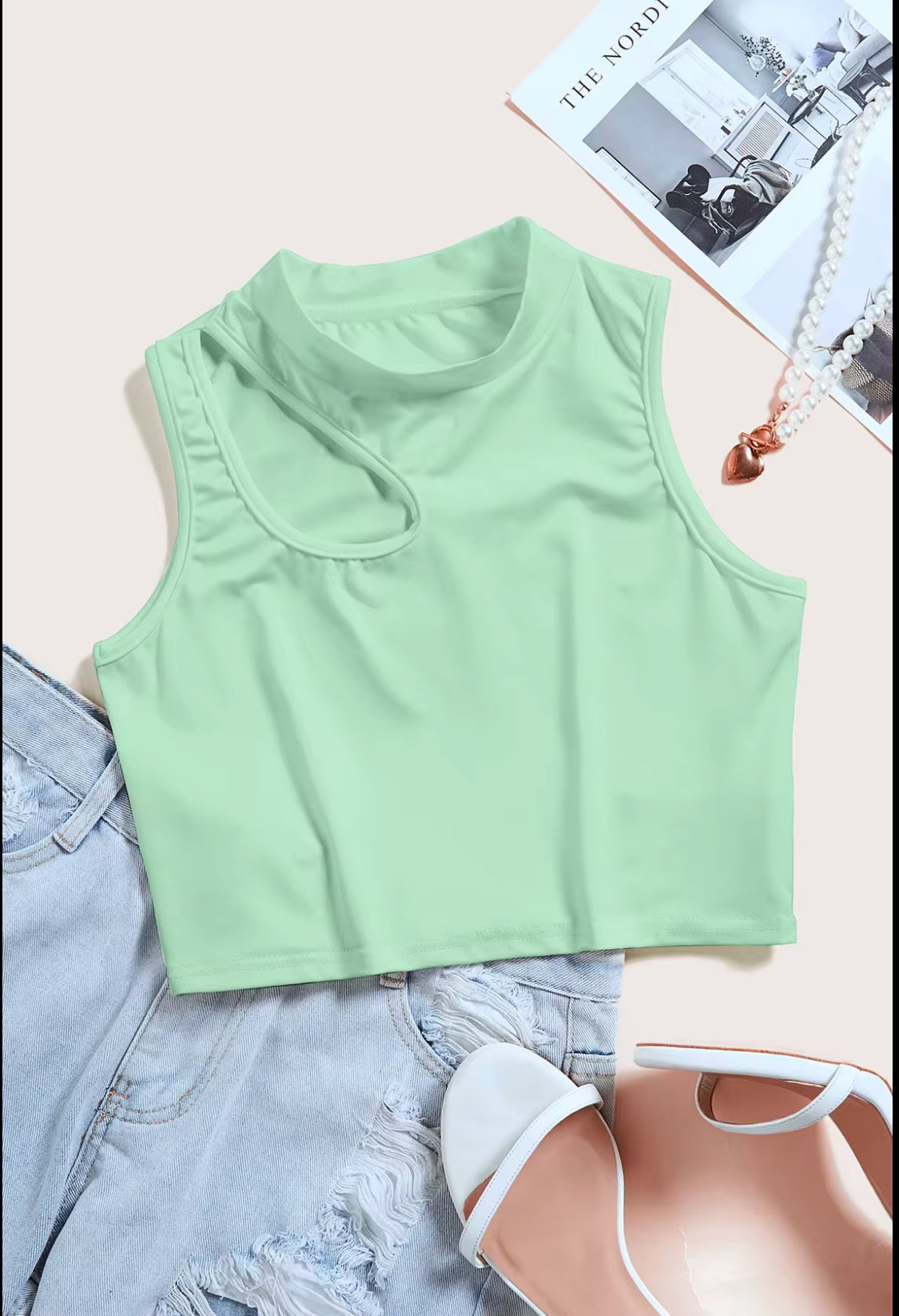 TURTLENECK HOLLOW CUT KNITTED TANK TOP_4