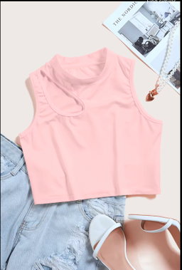 TURTLENECK HOLLOW CUT KNITTED TANK TOP