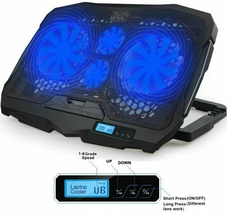 Suporte de resfriamento para laptop S18 com 4 ventiladores - com 6 níveis de controle de velocidade - 3 níveis de altura ajustável_1