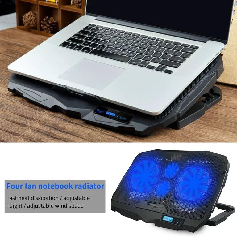 Suporte de resfriamento para laptop S18 com 4 ventiladores - com 6 níveis de controle de velocidade - 3 níveis de altura ajustável_2