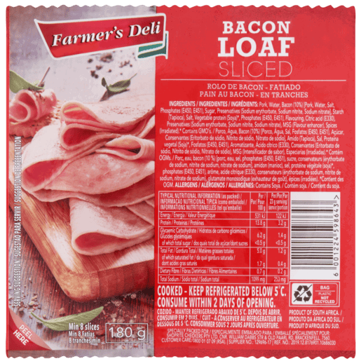 Farmer's Deli Bacon Loaf Sliced 180g