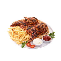 نص دجاجة مشوية مع المقبلات (1/2 Grilled Chicken with Appetizers)
