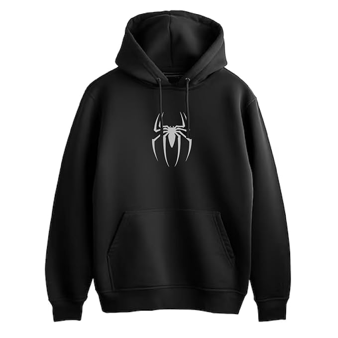 95 MILES hoodie for men stylish | regular fit spider logo printed 