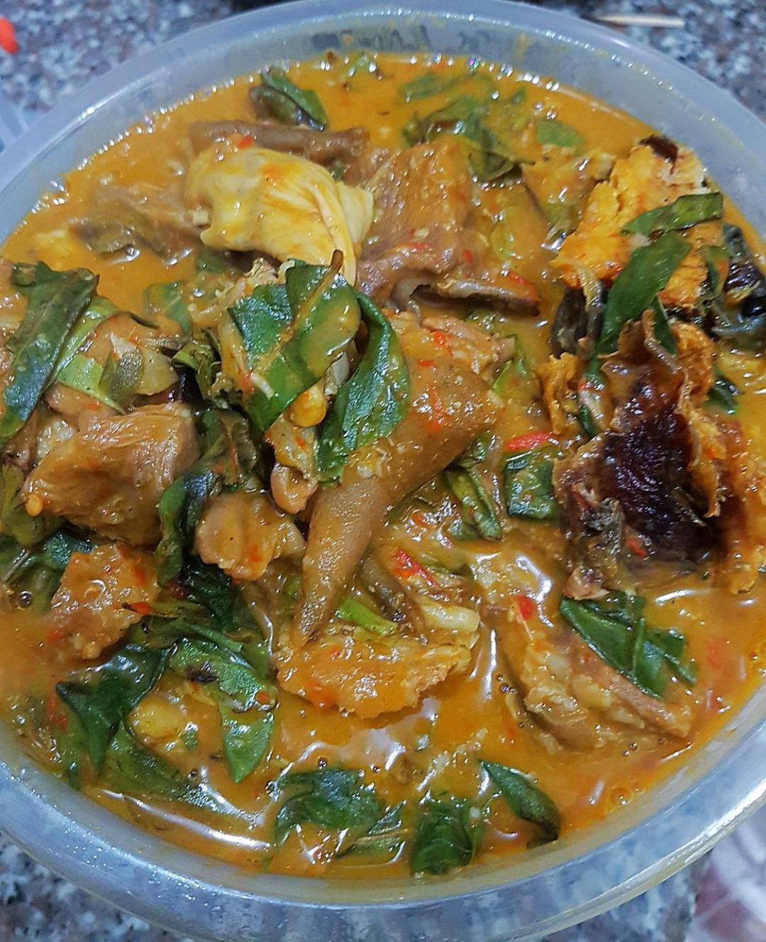 Oha soup served with protein and swallow of choice