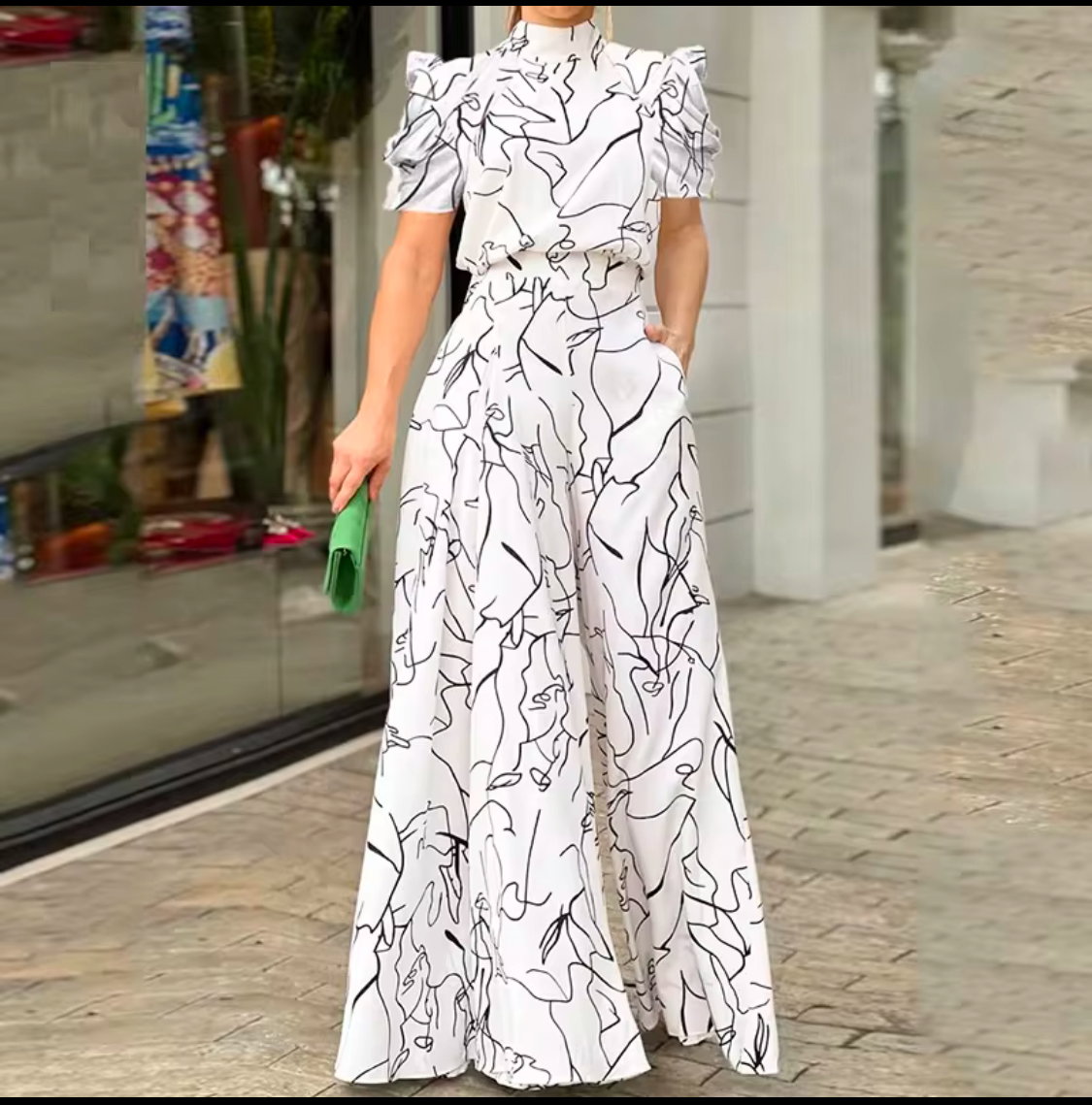 STAND COLLAR JUMPSUIT WIDE LEG_0