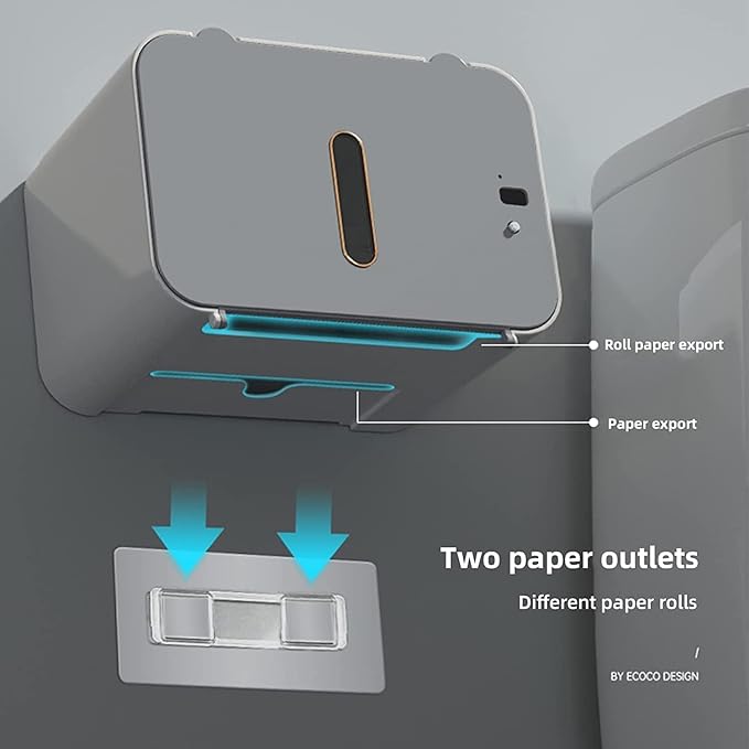 Distributeur électrique d'essuie-Mains Mural sans Contact, Distributeur de mouchoirs pour Serviettes en Rouleau, Porte-Serviettes en Papier Toilette pour Salle de Bain (Gris)_1