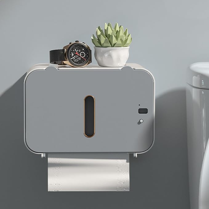 Distributeur électrique d'essuie-Mains Mural sans Contact, Distributeur de mouchoirs pour Serviettes en Rouleau, Porte-Serviettes en Papier Toilette pour Salle de Bain (Gris)