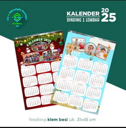 Kalender Dinding A3 1 Lembar + Klem / Lubang