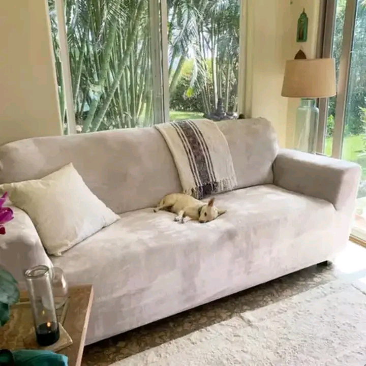 Velvet Sofa Cover: Taupe_0