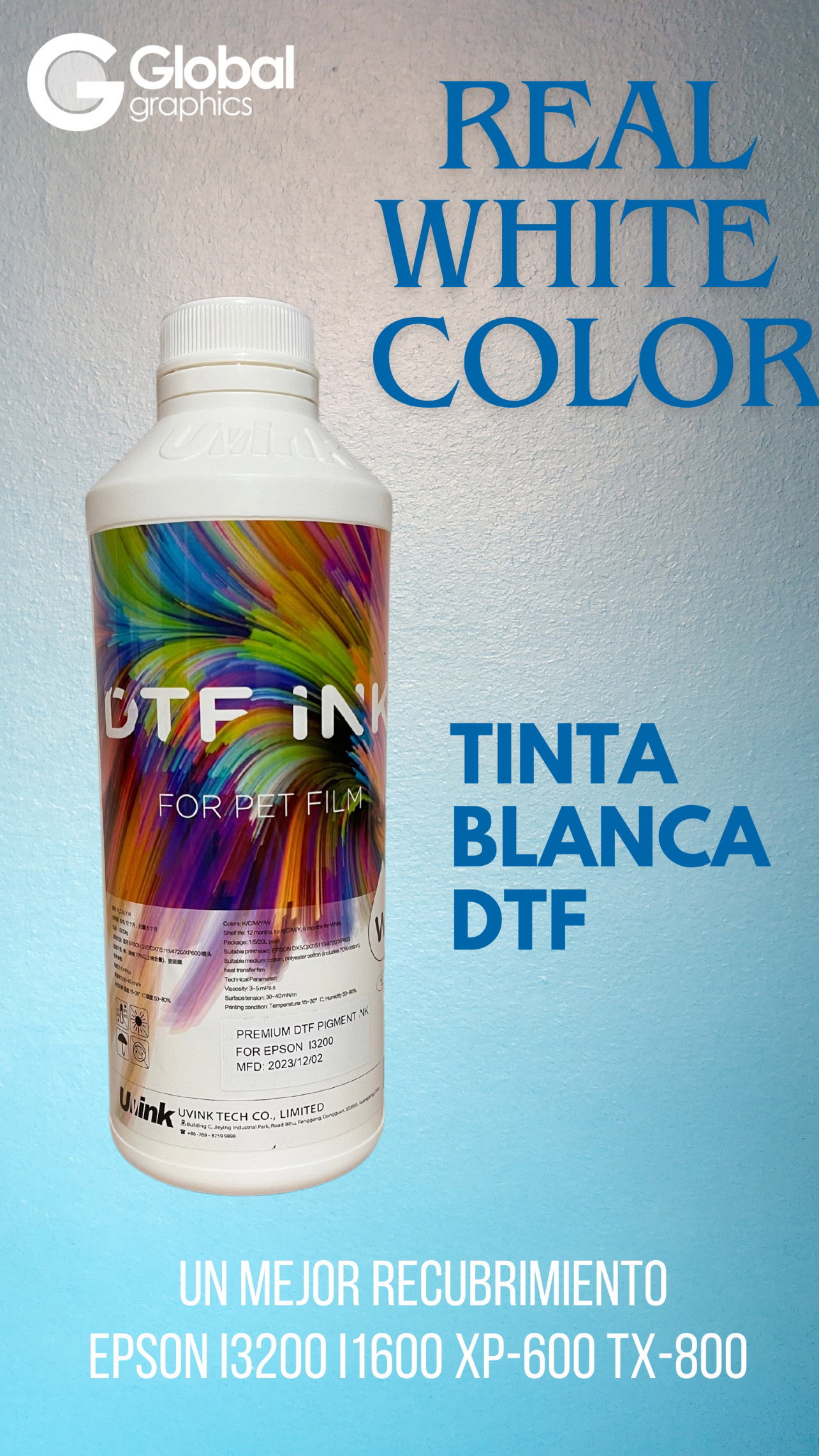 Tinta DTF Blanca PREMIUM UvInk_0