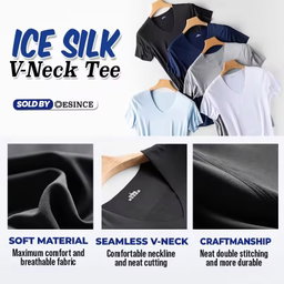Mens Ice Silk T-shirt Man Short Sleev