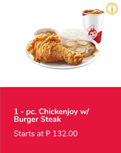 1-pc. Chickenjoy w/ Burger steak w/ drinks