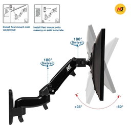 Suporte de parede para monitor com rotação 360º articulado de movimento total para monitores de 17 a 35 Polegadas 