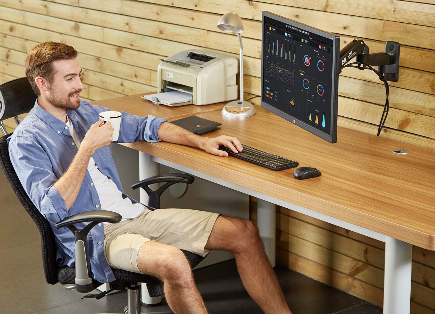 Suporte de parede para monitor com rotação 360º articulado de movimento total para monitores de 17 a 35 Polegadas _4
