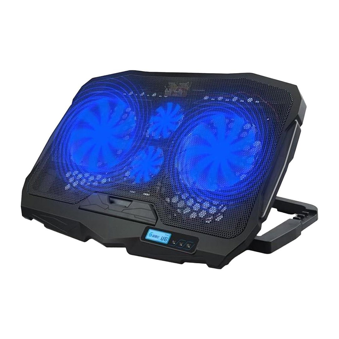 Suporte de resfriamento para laptop S18 com 4 ventiladores - com 6 níveis de controle de velocidade - 3 níveis de altura ajustável_0