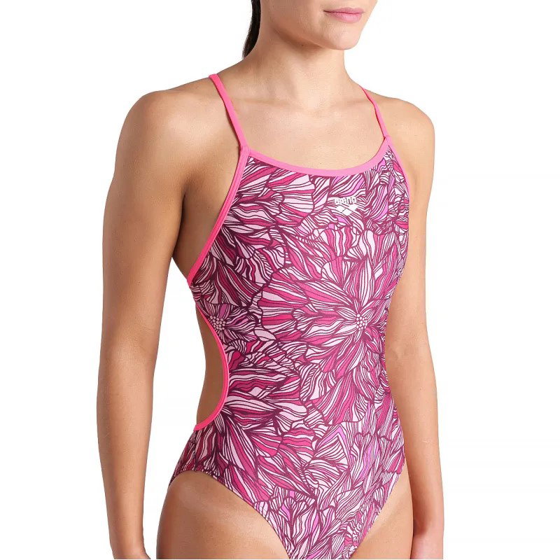 Arena Women's Arena Pink Dahlia Swimsuit Lace Back_1