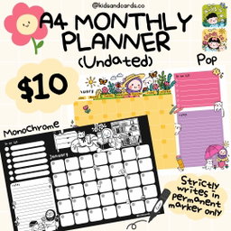 Undated Monthly Planner - A4 size