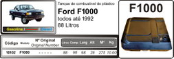 Tanque De Combustível De Plástico Ford F1000 tds até 1992 88litros