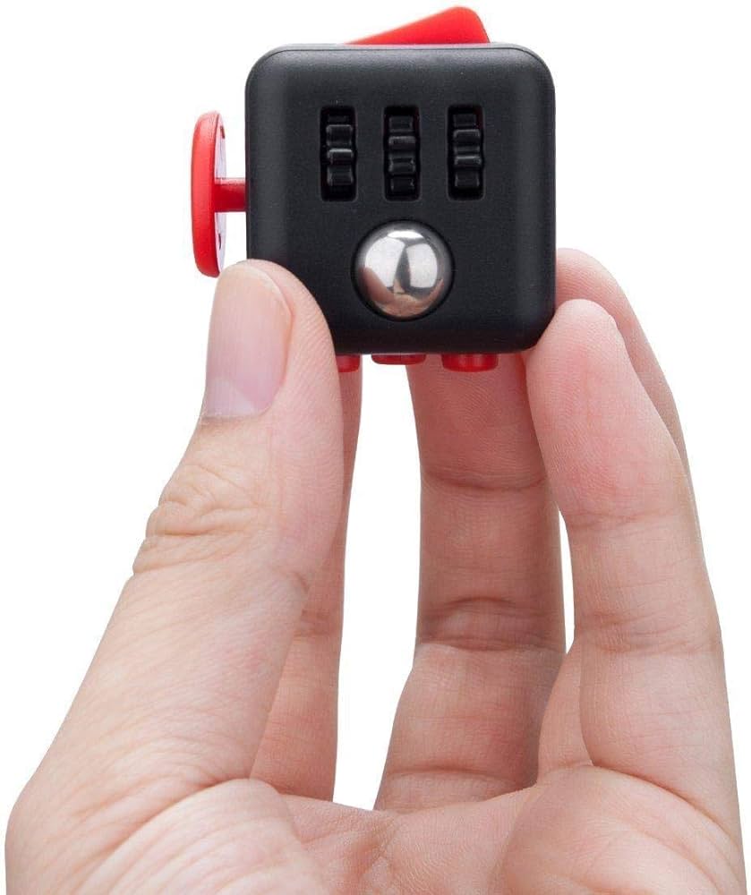 Focus Cube – Fidget Cube jouet pour soulager l'anxiété, le stress, l'attention, pour enfants/adultes, cadeau TDAH, mauve et noir _4