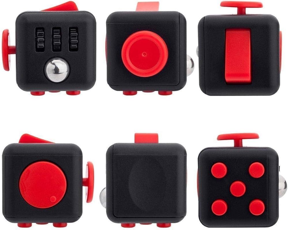 Focus Cube – Fidget Cube jouet pour soulager l'anxiété, le stress, l'attention, pour enfants/adultes, cadeau TDAH, mauve et noir _3