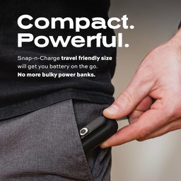 Statik Snap-N-Charge Mini chargeur portable pour iPhone, batterie externe magnétique, batterie 3 000 mAh 10 W, embouts magnétiques 3 en 1 USB C, micro USB et iProduct, Powerbank compact noir élégant