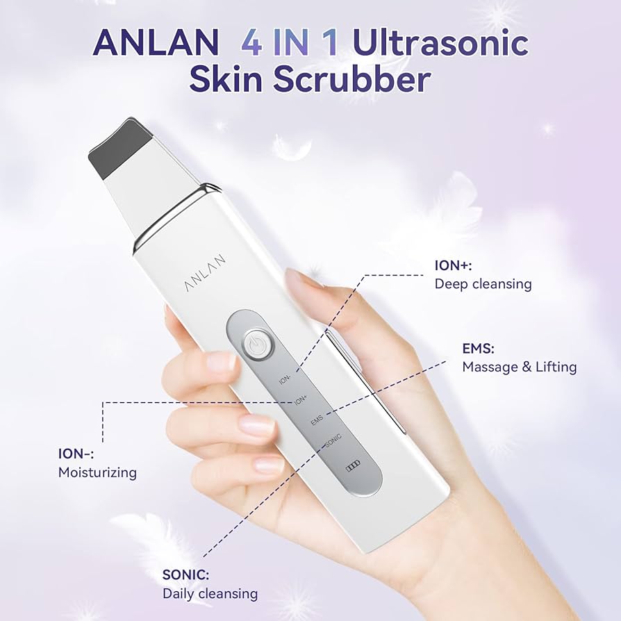 Épurateur de Peau, ANLAN 4 en 1 Ultrasonique Épurateur Visage, Appareil de Nettoyage du Visage et anti Point Noir pour Soin Peau_1