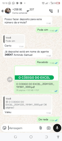 O CÓDIGO DO EXCEL