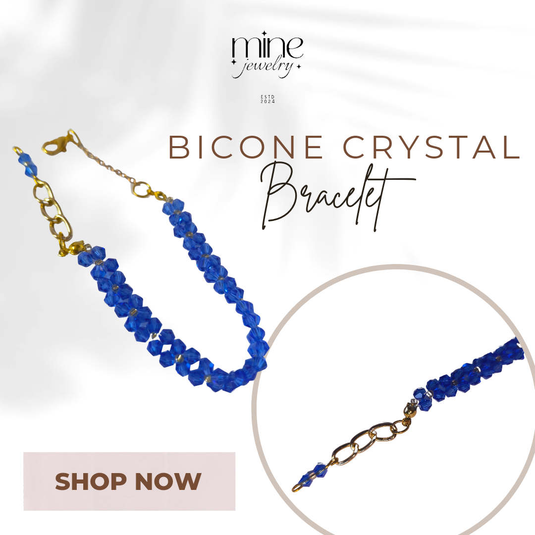 Bicone Crystal Bracelet Medium Blue