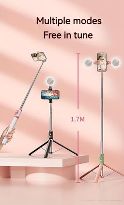 1.7 Meter Premium Videography Portable Tripod with 2 Lights