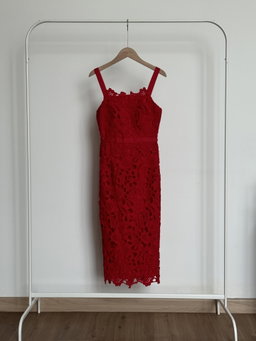 Love Bonito Dree Crochet Overlay Dress in Red