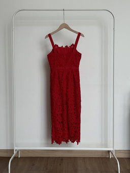 Love Bonito Dree Crochet Overlay Dress in Red