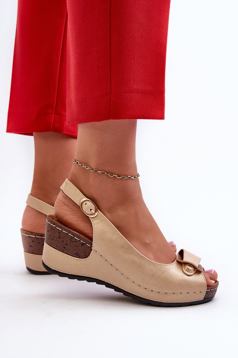 Sandales compensées  pour femmes Chaussures confortables Beige Efravia_8