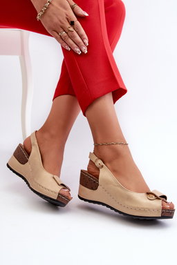 Sandales compensées  pour femmes Chaussures confortables Beige Efravia
