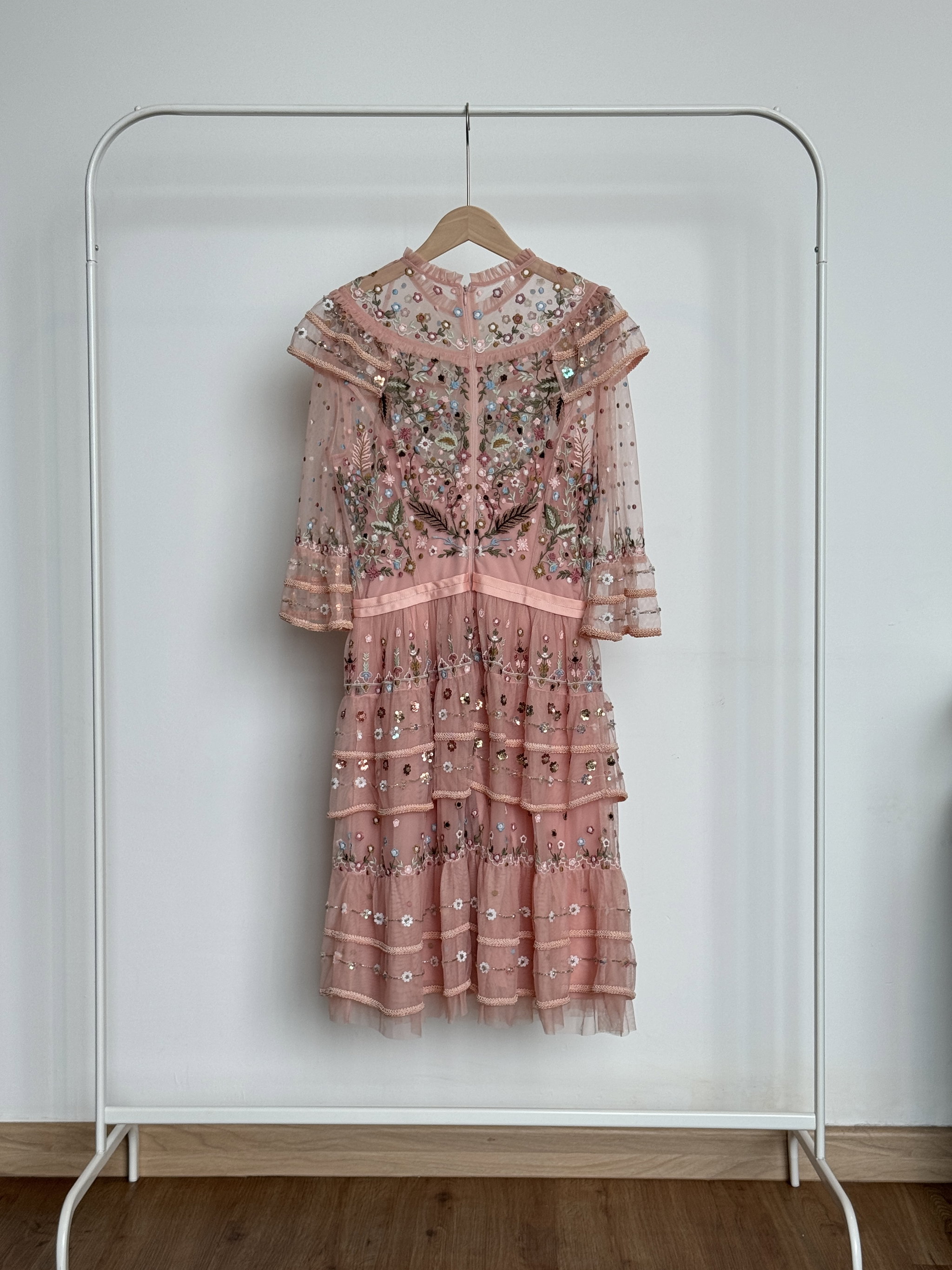 Premium Quality Sequin Embroidered Midi Dress in Peach_1